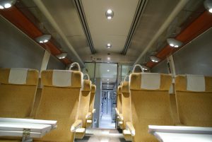 LED downlights intalled in a train interior